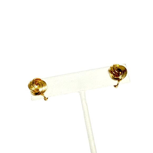 Vintage Gold Knot Clip On Earrings Textured Round Classic Jewelry - Picture 5 of 7
